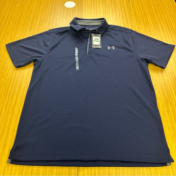 Under Armour Size L Men's UA Tech Polo Golf Shirt Navy Blue NEW - Picture 1 of 6